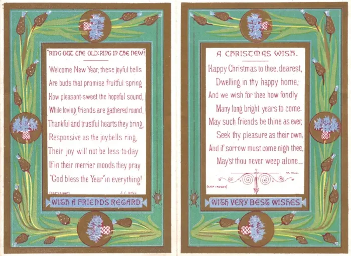 Framed Print : Christmas and New Year card with seasonal verses Framed Print : Christmas and New Year card with seasonal verses