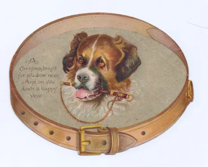 Framed Print : Christmas and New Year card in the shape of a dogs collar Framed Print : Christmas and New Year card in the shape of a dogs collar