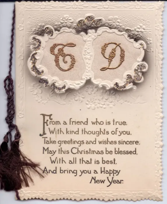 Framed Print : Christmas and New Year card with verse Framed Print : Christmas and New Year card with verse