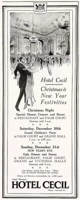 Framed Print : Christmas and New Year Festivities. Children's party on the 30th of December and on New Years Eve, special dinner, concert and dance until 2 a.m. Date: 1922 Framed Print : Christmas and New Year Festivities. Children's party on the 30th of December and on New Years Eve, special dinner, concert and dance until 2 a.m. Date: 1922