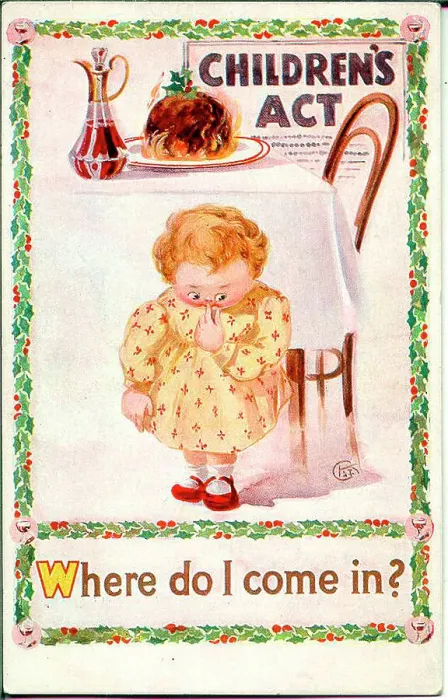 Framed Print : Christmas postcard, Children's Act - Where do I come in? Date: 20th century Framed Print : Christmas postcard, Children's Act - Where do I come in? Date: 20th century