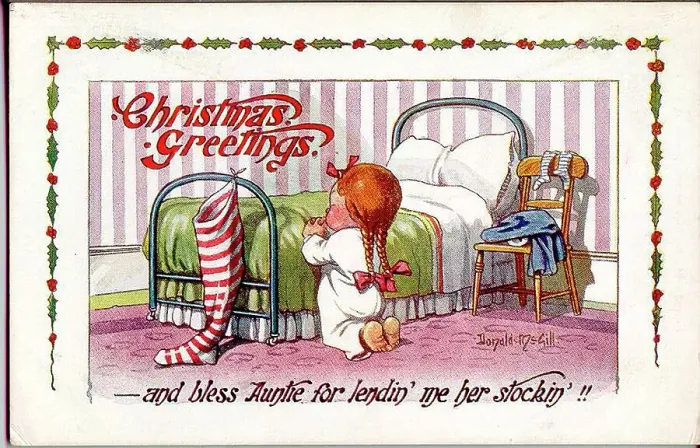 Framed Print : Christmas postcard, Little girl says her prayers before bed. Date: 20th century Framed Print : Christmas postcard, Little girl says her prayers before bed. Date: 20th century