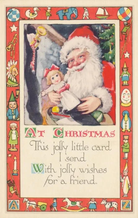 Framed Print : Christmas Santa with doll Framed Print : Christmas Santa with doll