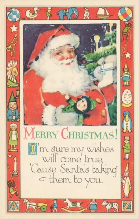 Framed Print : Christmas Santa with doll Framed Print : Christmas Santa with doll