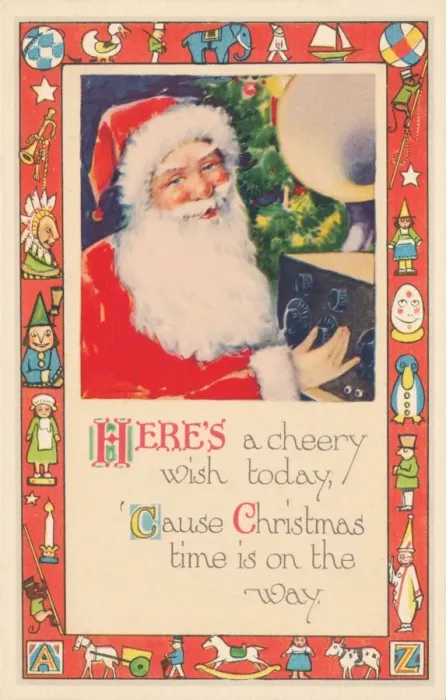 Framed Print : Christmas Santa with radio Framed Print : Christmas Santa with radio