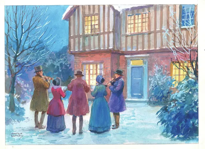 Framed Print : Christmas scene - Carol Singers Framed Print : Christmas scene - Carol Singers