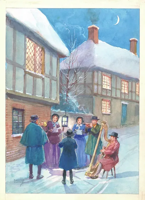 Framed Print : Christmas scene - Carol Singers Framed Print : Christmas scene - Carol Singers