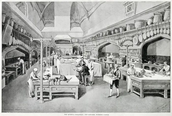 Framed Print : Christmas at Windsor Castle, Kitchen 1894 Framed Print : Christmas at Windsor Castle, Kitchen 1894