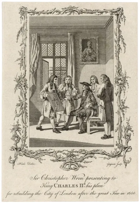 Framed Print : Christopher Wren with King Charles II Framed Print : Christopher Wren with King Charles II