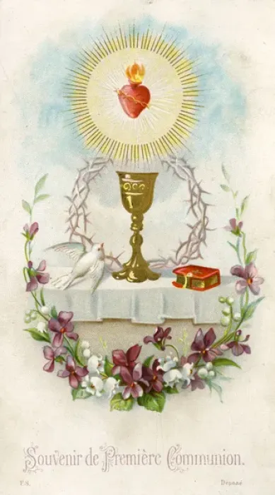 Framed Print : Chromolithograph Devotional Card - First Communion Framed Print : Chromolithograph Devotional Card - First Communion