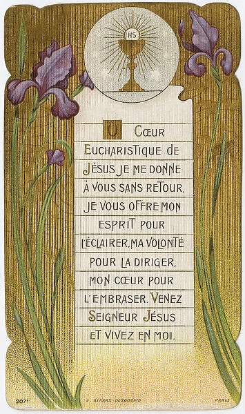 Chromolithograph Devotional Card - Flowers