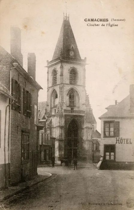 Framed Print : Church with clock tower, Gamaches, Somme, France Framed Print : Church with clock tower, Gamaches, Somme, France