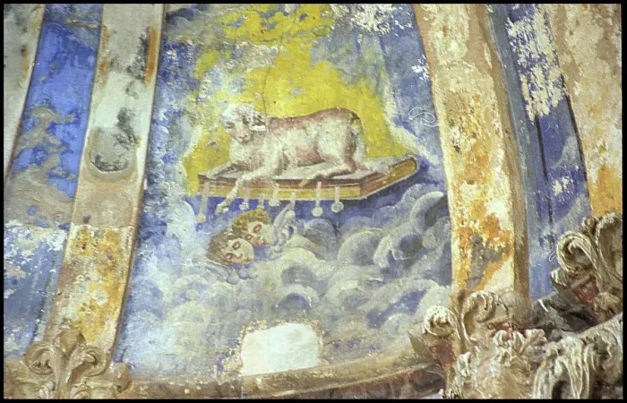 Framed Print : Detail of church decoration, Belchite, Spain Framed Print : Detail of church decoration, Belchite, Spain