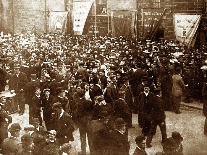 Framed Print : Church Gala Market Street, Penistone early 1900's Framed Print : Church Gala Market Street, Penistone early 1900's