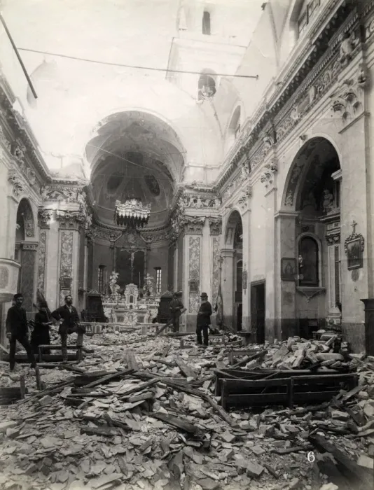 Framed Print : Church interior damage, Bussana Vecchia, Italy 1887 Framed Print : Church interior damage, Bussana Vecchia, Italy 1887
