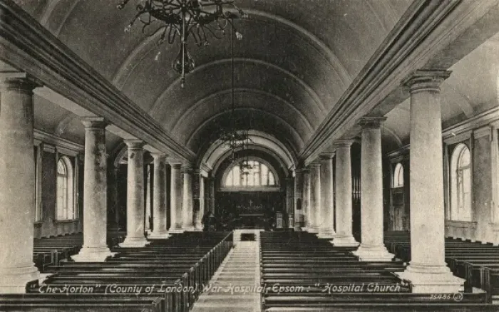 Framed Print : Church interior, Horton War Hospital, Epsom, Surrey Framed Print : Church interior, Horton War Hospital, Epsom, Surrey