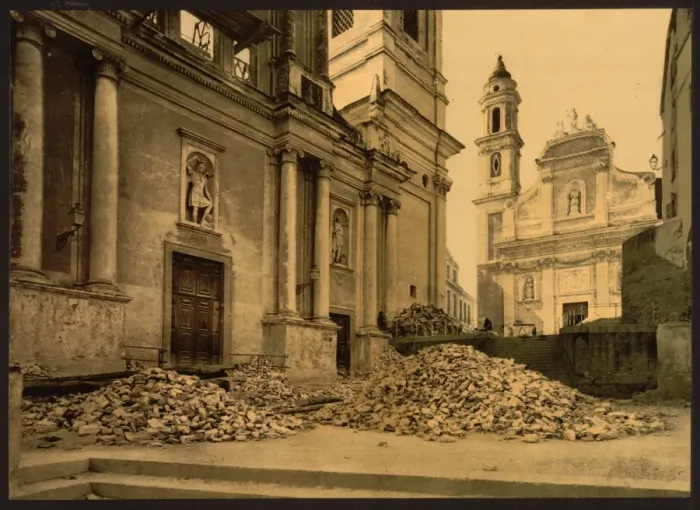 Framed Print : Church and rubble, San Remo, Riviera Framed Print : Church and rubble, San Remo, Riviera
