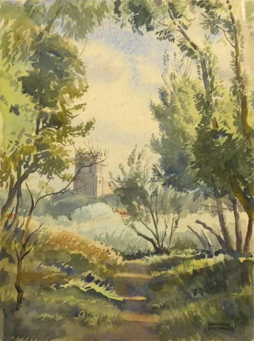 Framed Print : Church seen from a wood Framed Print : Church seen from a wood