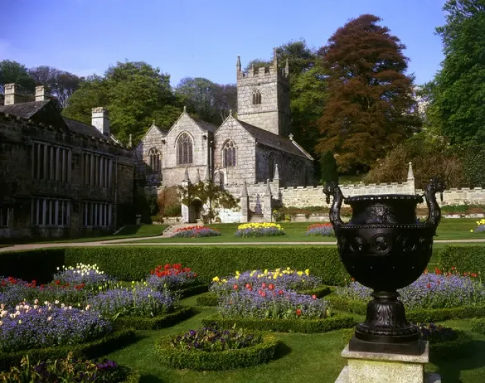 Framed Print : Church, urn and garden, Lanhydrock House, Cornwall Framed Print : Church, urn and garden, Lanhydrock House, Cornwall