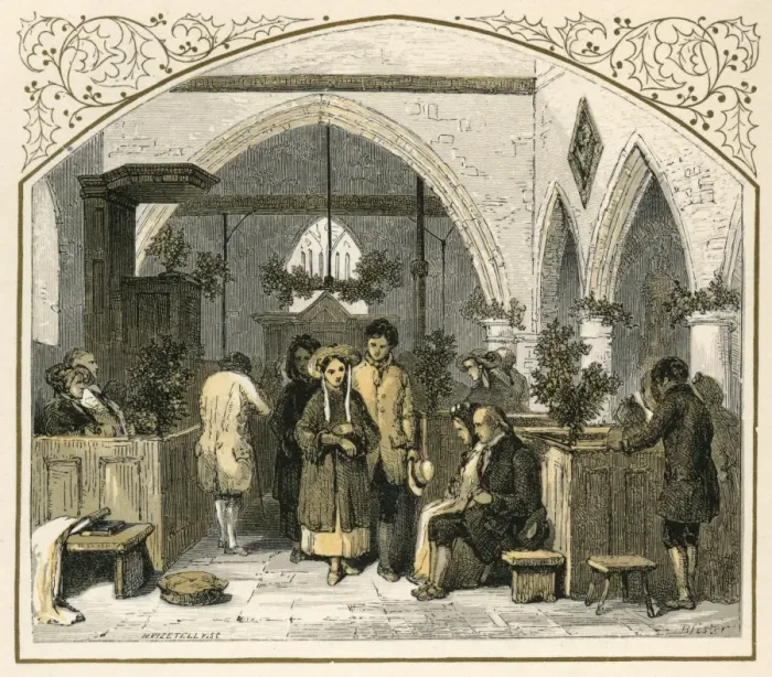 Framed Print : Churchgoing at Xmas Framed Print : Churchgoing at Xmas