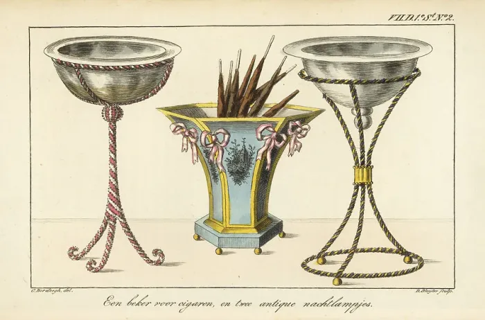 Framed Print : A cigar case, and two antique bedside lamps Framed Print : A cigar case, and two antique bedside lamps