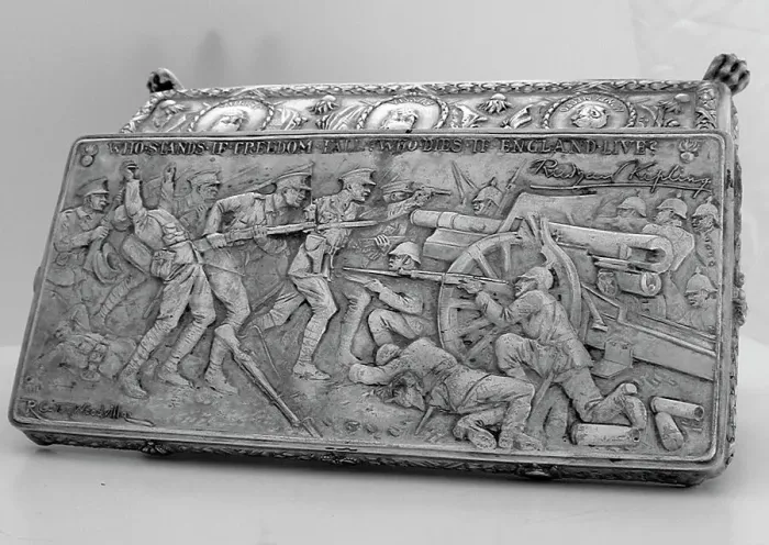 Framed Print : Cigarette Box with relief after a Caton Woodville painting Framed Print : Cigarette Box with relief after a Caton Woodville painting