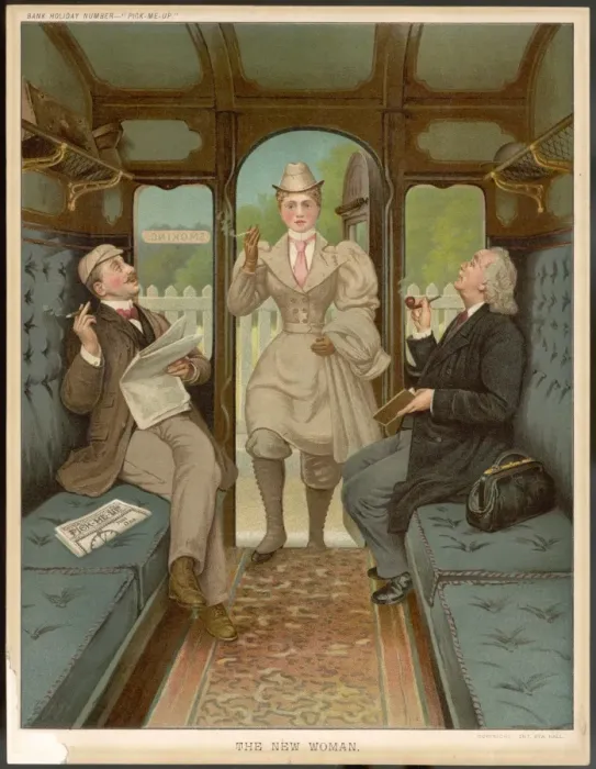 Framed Print : Cigarette smoking woman gets into a compartment Framed Print : Cigarette smoking woman gets into a compartment