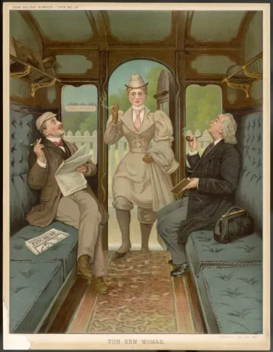 Framed Print : Cigarette smoking woman gets into a compartment Framed Print : Cigarette smoking woman gets into a compartment