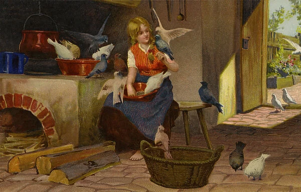 Cinderella left at home to do household chores. Date: circa 1925
