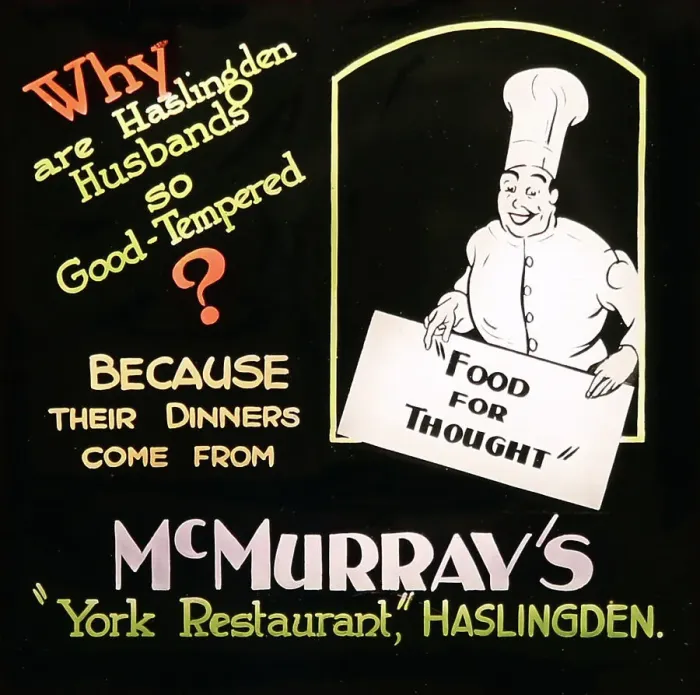 Framed Print : Cinema advertisement for McMurray's Restaurant, Haslingden Framed Print : Cinema advertisement for McMurray's Restaurant, Haslingden