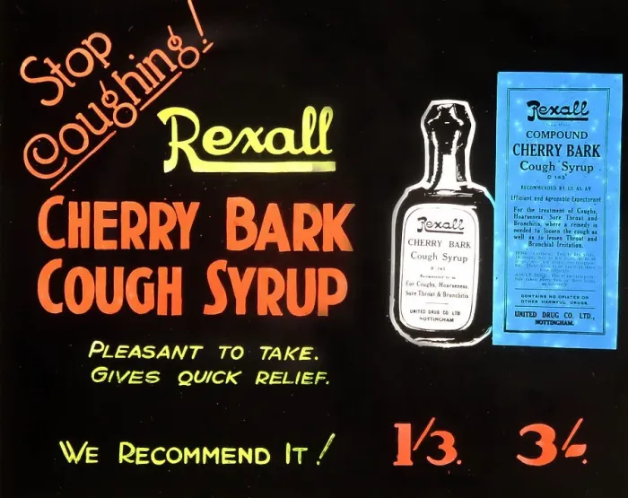 Framed Print : Cinema advertisement for Rexall cough syrup Framed Print : Cinema advertisement for Rexall cough syrup