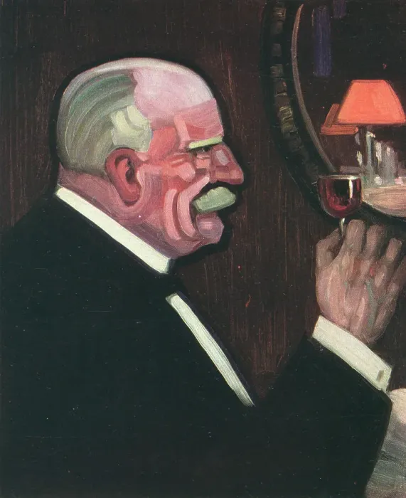 Framed Print : Port. A side profile portrait painting of an older gentleman enjoying a glass of port Framed Print : Port. A side profile portrait painting of an older gentleman enjoying a glass of port