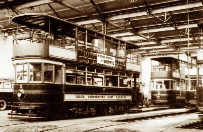 Framed Print : Circa 1920s Twenties Colne Corporation Tram Depot Framed Print : Circa 1920s Twenties Colne Corporation Tram Depot
