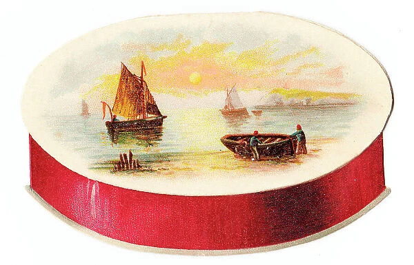 Circular box of sweets on a New Year card