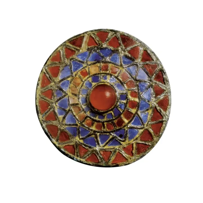 Framed Print : Circular Fibula studded with rhinestones, 7th. century Framed Print : Circular Fibula studded with rhinestones, 7th. century