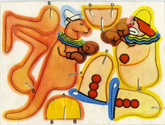 Framed Print : Circus Cut-Out Favourites - Clown and Kangaroo Framed Print : Circus Cut-Out Favourites - Clown and Kangaroo