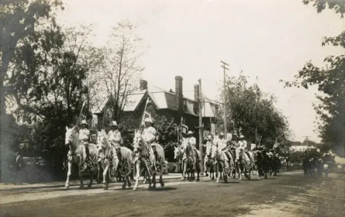 Framed Print : Circus horses parrading though the streets, America Framed Print : Circus horses parrading though the streets, America
