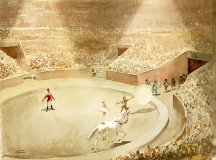 Framed Print : Circus performers in a packed arena Framed Print : Circus performers in a packed arena