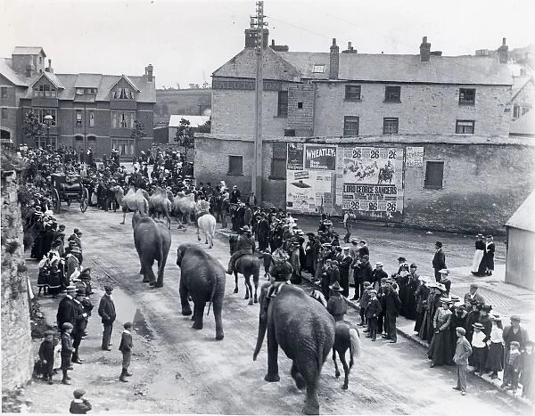 Circus procession, New Bridge, Haverfordwest, South Wales