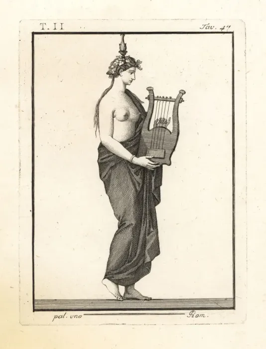 Framed Print : Citharist with garland of ivy, possibly Sappho Framed Print : Citharist with garland of ivy, possibly Sappho