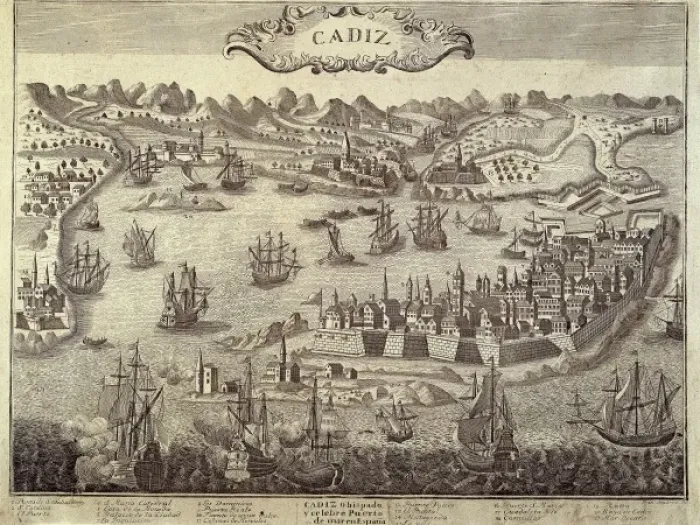 Framed Print : City and harbour of Cadiz. Engraving. SPAIN Framed Print : City and harbour of Cadiz. Engraving. SPAIN