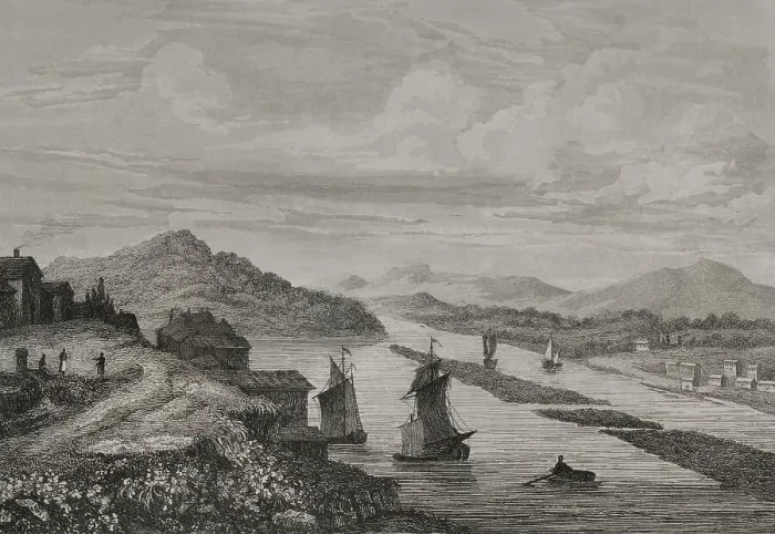 Framed Print : City of Hudson, from the north looking south - Milbert Framed Print : City of Hudson, from the north looking south - Milbert