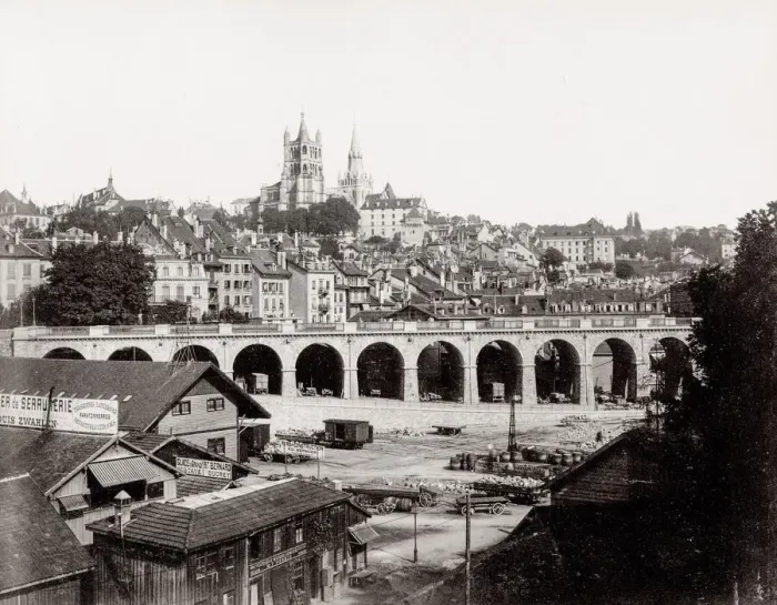 Framed Print : City of Lausanne, Switzerland, Sommer studio Framed Print : City of Lausanne, Switzerland, Sommer studio