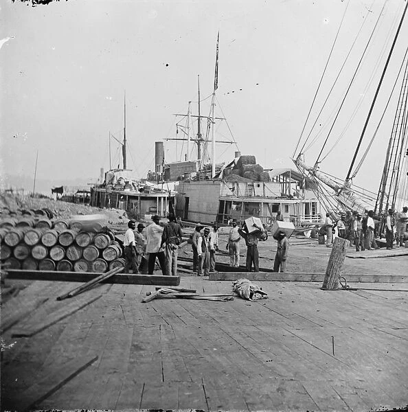 City Point, Va. African Americans unloading vessels at landi