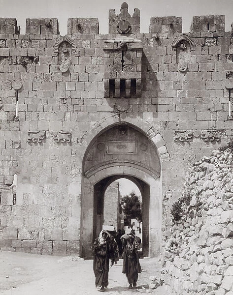 City wall of Jerusalem, St Stephens Gate Palestine, Israel