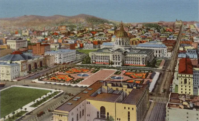 Framed Print : Civic Centre with City Hall, San Francisco, California, USA Date: 1936 Framed Print : Civic Centre with City Hall, San Francisco, California, USA Date: 1936
