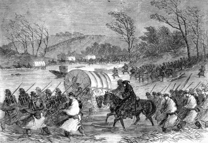 Framed Print : The Civil War in America. Army of the Potomac crossing Framed Print : The Civil War in America. Army of the Potomac crossing