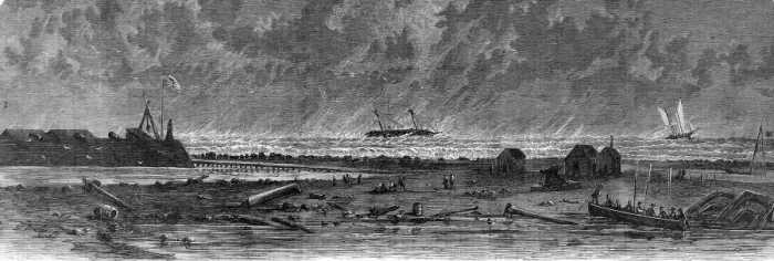 Framed Print : The Civil War in America: Hatteras spit with the wreck of th Framed Print : The Civil War in America: Hatteras spit with the wreck of th