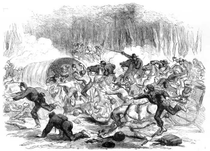 Framed Print : The Civil War in America. The stampede from Bull Run Framed Print : The Civil War in America. The stampede from Bull Run