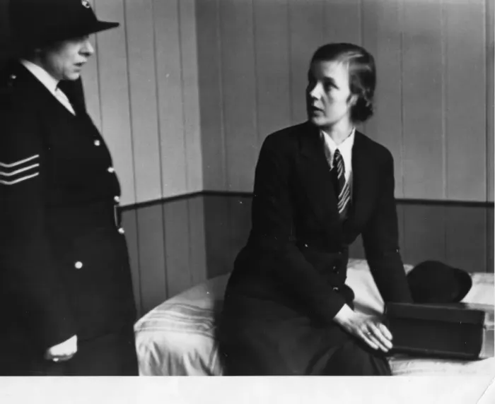 Framed Print : Civilian woman with woman police sergeant Framed Print : Civilian woman with woman police sergeant